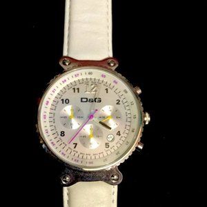 D&G Time Chrono White Leather watch